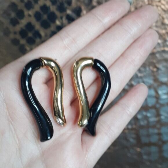 Zara Goldtone, Bejeweled and Enameled Statement Earrings - Picture 9 of 15